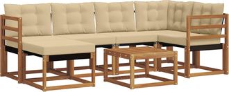 vidaXL Conjunto De Sof&aacute;s De Exterior 7 Uds. Natural Y Beige Vidaxl
