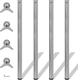 vidaXL Vidaxl - 4 Patas De Mesa Ajustables En Alturas 1100 Mm Color N&iacute;quel Pulido