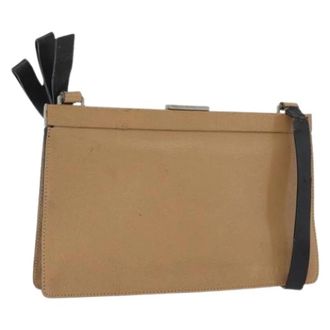 Miu Miu Pre-owned Leren Schoudertas - Dames - Vintage Schoudertas - Beige - ONE Size - Leer - Vintage