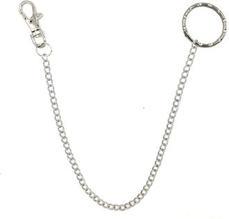 Generic 40 cm Long Hipster Strong Metal Curb Chain Ring Key Ring Jeans Key Chain Silver Key Wallet Belt Ring Clip Key Ring
