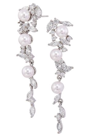 Savvy Cie Jewels CASCADING FAUX PEARLS EARRINGS
