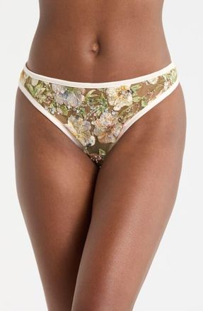 Kilo Brava Embroidered Thong in Champagne Sparkle at Nordstrom, Size 3X-Large