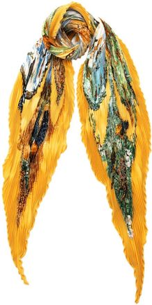 Herm&egrave;s 2000-2020 Les Quatre Saisons Pleated Silk Scarf scarves - Yellow