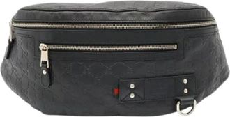 Gucci Pre-owned Vintage Pouch Sling Bag - Heren - Vintage Heuptassen - Zwart - ONE Size - Leer - Vintage