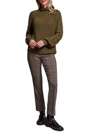 Tribal Long Sleeve Cable Mock Neck Sweater In Ivy