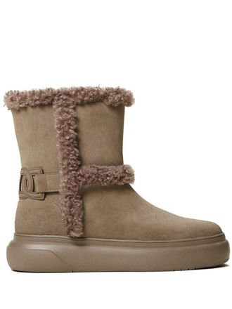Twin-Set faux-fur trim ankle boots - Brown