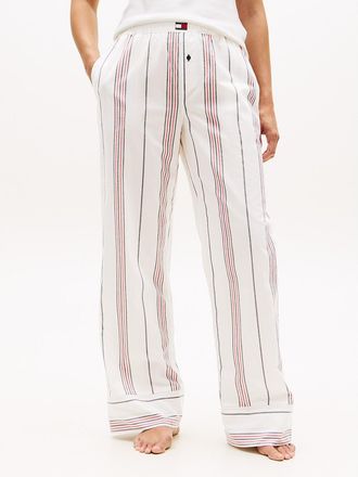 Tommy Hilfiger Womens Stripe Poplin Sleep Pant - Beach House Stripe Navy - XS