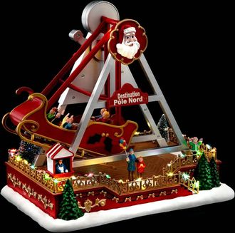 F&eacute;&eacute;ric Lights & Christmas Atracci&oacute;n Barco Pueblo Iluminado 41 Led H.33cm Musical - Atmosphera Cr&eacute;ateur DInt&eacute;rieur