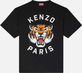 Kenzo Mens Kenzo Lucky Tiger Printed Oversized T-Shirt in Black - Size: 40