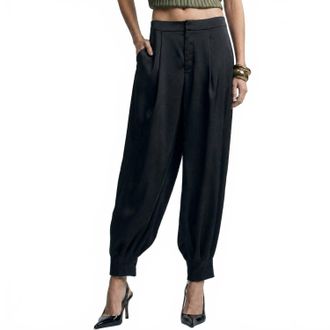 Avec Les Filles Pleated Satin Balloon Pants In Black