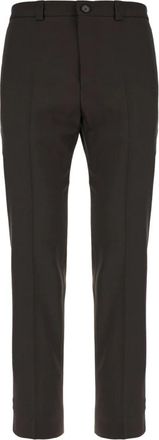 Gucci Wollen gabardine broek met logo - Heren - Slim Fit Broeken - Bruin - L - Wol - Broeken