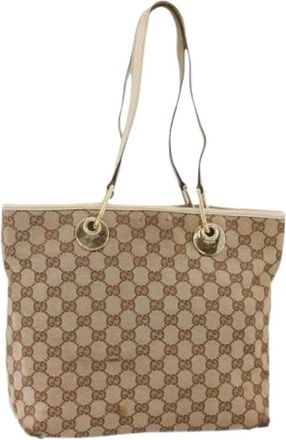 Gucci Pre-owned Tote Bags, female, Beige, Size: ONE SIZE Pre-owned Vintage GG Canvas Tote Bag