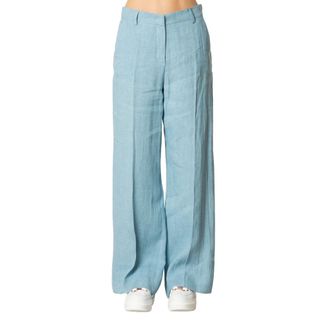 Max Mara Malizia Wijde Broek - Dames - Broeken - Blauw - Maat: XL Linnen