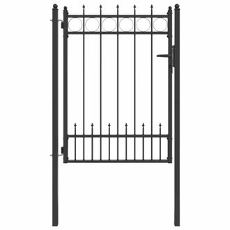 vidaXL Puerta De Cerca Horst Acero Negro Con Cerradura Vidaxl