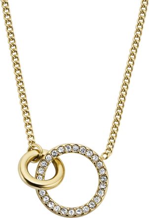 Fossil Womens Hazel Icons Gold-Tone Stainless Steel Pendant Necklace