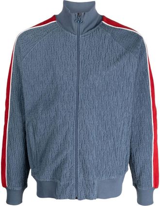 Diesel stripe-sleeve zip-up sweatshirt - men - Cotton/Polyester/Spandex/Elastane - S - Blue