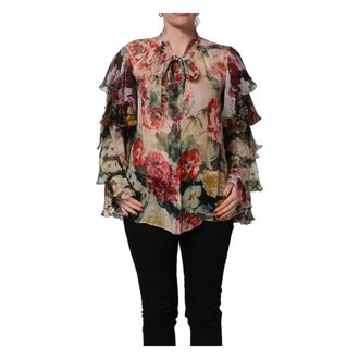 Dolce & Gabbana Blouses, female, Multicolor, Size: L Long Sleeve Blouse