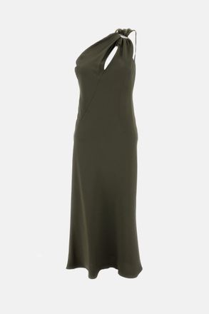 Max Mara Olive Shiny Satin Long Dress