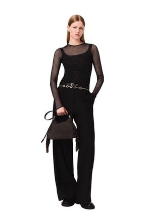Maje Jersey diamant&eacute; top in Black at Nordstrom, Size X-Small