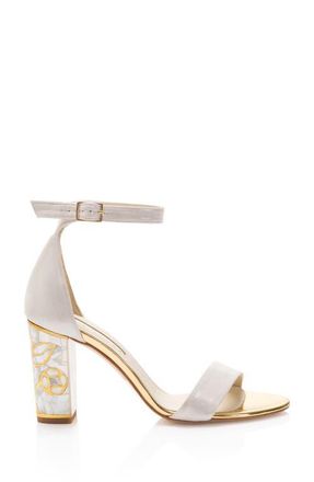 Freya Rose Rozu Ankle Strap Pearl Heel Sandal in Champagne at Nordstrom, Size 39