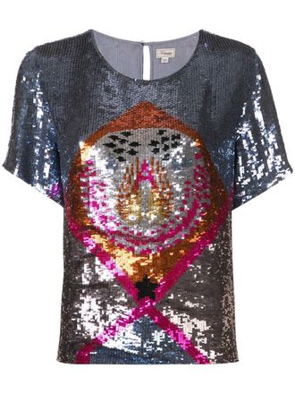 Temperley London London Sara silver sequin blouse Size S