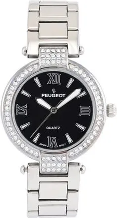Peugeot T Bar European Crystal Bracelet Watch- 38MM in Black at Nordstrom