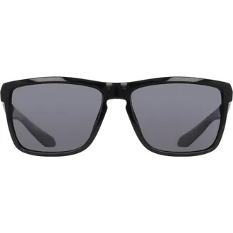 Dragon 58mm Rectangular Sunglasses in Shiny Black/Smoke Lens at Nordstrom Rack