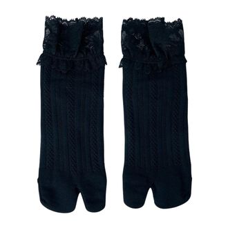 Yohji Yamamoto Accessories, unisex, Black, Size: M Lace Trimmed Split Toe Socks