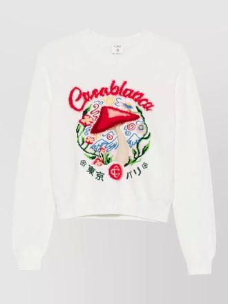 Casablanca mushroom emblem intarsia crewneck sweater