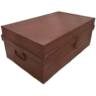 Wanderlust Deco Maleta De Metal Acabado Artesanal Marr&oacute;n 67x37x25h Cm