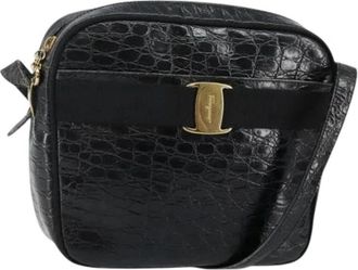 Ferragamo Pre-owned Leren Crossbodytas - Dames - Vintage Schoudertas - Zwart - ONE Size - Leer - Vintage