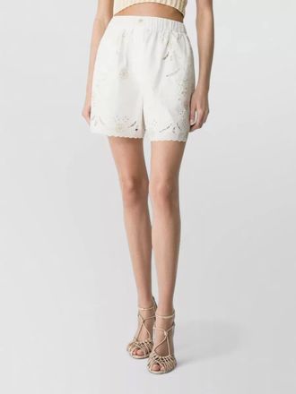 Forte_Forte cotton shorts eyelet embroidery scalloped hem