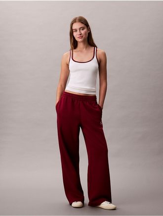 Calvin Klein Jeans Calvin Klein Womens Monologo Fleece Wide Leg Sweatpants - Red - XS