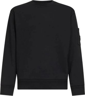 C.P. Company Snap-Buttoned Patch Crew-Neck Sweatshirt - male - C.P. Company - Sweatshirts - Black - L - Sweatshirts & Hoodies