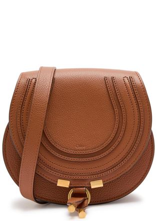 Chlo&eacute; Marcie Small Grained Leather Saddle bag - Tan - One Size