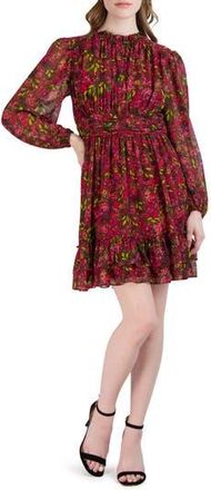 Julia Jordan Floral Print Gathered Long Sleeve Dress in Multi at Nordstrom Rack, Size 12