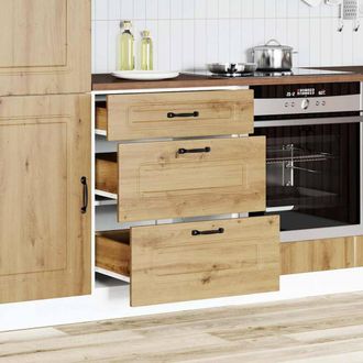 Berkfield Home Kitchen Base Cabinet Kalmar Artisan Oak Engineered Wood in Brown