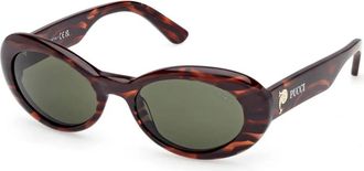 Pucci Havana Groene Zonnebril - unisex - Zonnebrillen - Bruin - 53 MM - Accessoires