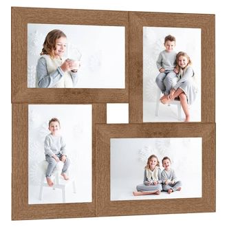 Berkfield Home Collage Photo Frame for 4x(10x15 cm) Picture Light Brown MDF | Size: 10x15 cm