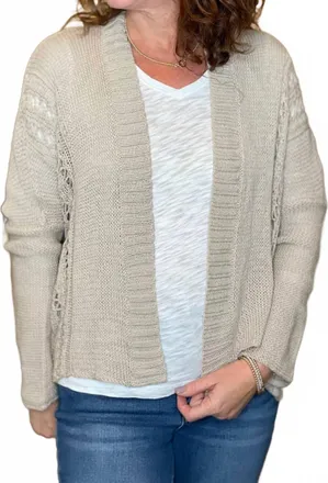 Wooden Ships Boho Cardi Cotton Sweater In Khaki