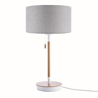 Paco Home L&aacute;mpara Mesa Mesilla Escritorio Altura 49 Cm Dise&ntilde;o Escandinavo Gris (&oslash;28 Cm), Luminaria De Mesa Blanco/madera - Paco Home
