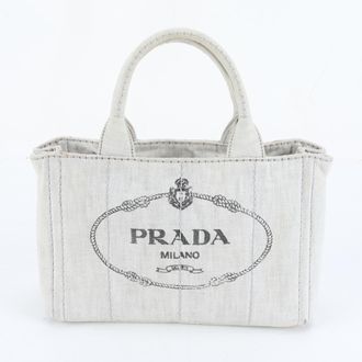 Prada Canapa Gray Handbag Tote Bag (Pre-Owned)