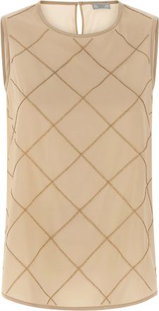 PESERICO Silk Top Top Beige-Donna