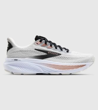 Brooks Womens Ghost 17 Shoes In White/black/rose Gold