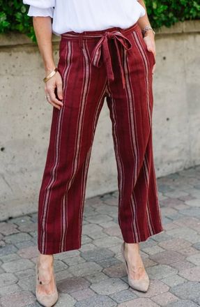 Sanctuary Inland Sashed Crop Pant In Henna Stripe