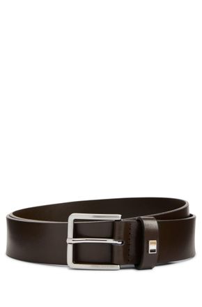 HUGO BOSS Lederg&uuml;rtel BOSS Ther-Flag-E_Sz35, Herren, Gr. 11,5, braun (schwarz braun205), Leder, unifarben, G&uuml;rtel Lederg&uuml;rtel, mit stilvollen Markendetails