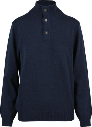 KANGRA Blue Wool-Blend Button Sweater