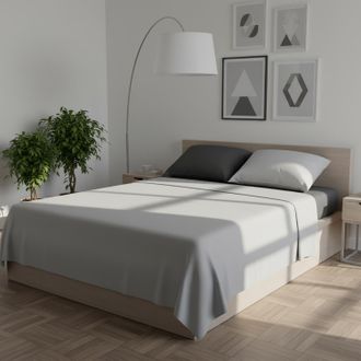 KASANOVA Completo letto matrimoniale bicolor grigio chiaro scuro