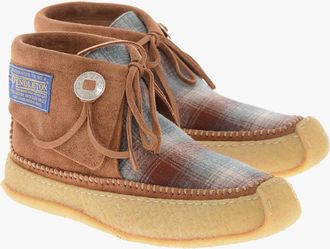 Maison Margiela M22 Stivaletti in Suede con Inserto in Lana Tartan Maison Margiela