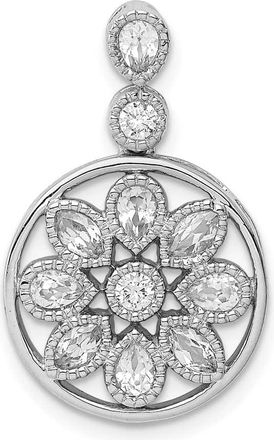Diamond2Deal 14k White Gold Floral Diamond Chain Slide Pendant